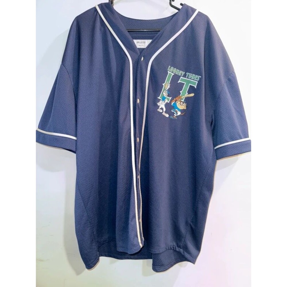 Menβs Hollister Looney Tune Embroidered Baseball Jersey-Size XL